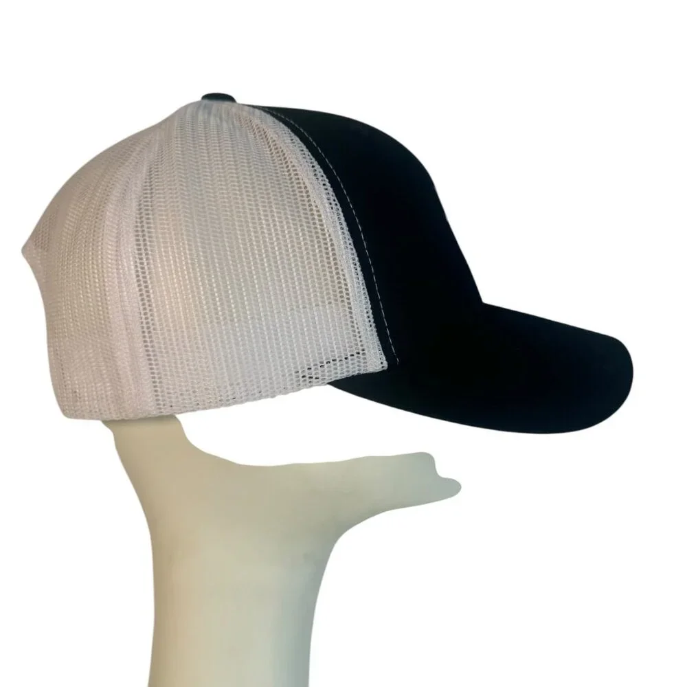 White 8 Point Star Octagram Snapback Hat Cap Embroidered Black & White Occult